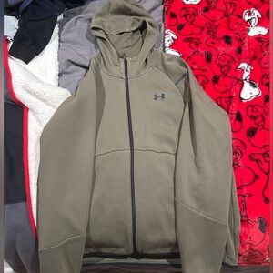 Under Armour Men's Olive Green Tech Fleece Zip Up Hoodie